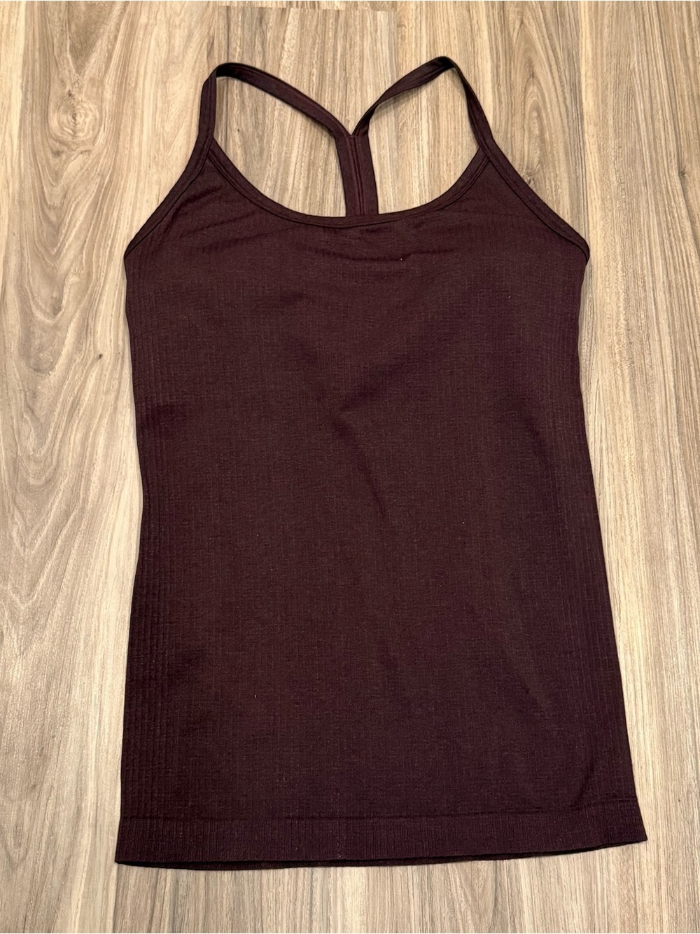 Women’s Ribbed Workout Built In Bra Tank Top - Dark Plum